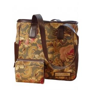 Longaberger Homestead Collection Fabric Shoulder purse with matching wallet.